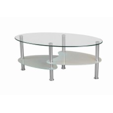 IF-2005 Tempered clear glass, a frosted bottom glass and chrome legs Coffee table. (Online Only) IF-2005 Tempered clear glass, a frosted bottom glass and chrome legs Coffee table. (Online Only)
