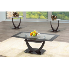 IF-2007 -3 PC 8mm Tempered Glass with Black Trim and Metal Base Coffee Set (Online Only)