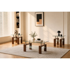 IF-2065 3 Pcs. Coffee table Set. Warm Walnut brown Legs. (Online Only) IF-2065 3 Pcs. Coffee table Set. Warm Walnut brown Legs. (Online Only)