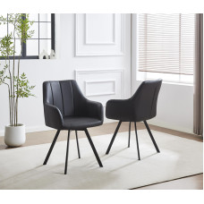 C-1413 Soft Black PU Dining Chair. SALE JUST SET OF 2 CHAIRS.(Online Only)