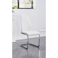 C-1575  Upholstered in soft White PU Dining Chair.SALE JUST SET OF 6 CHAIRS. (Online Only)