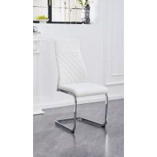 C-1575  Upholstered in soft White PU Dining Chair.SALE JUST SET OF 6 CHAIRS. (Online Only)