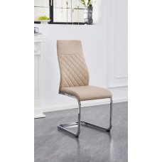 C-1577 Upholstered in soft Champagne Beige PU Dining chair.SALE JUST SET OF 6 CHAIRS. (Online Only)