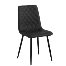 C-1710 Dining chair black upholstery and diamond pattern stitching details. SALE JUST SET OF 6 CHAIRS.(Online only)