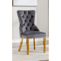 C-1450 Grey Velvet and Gold Legs Dining chair .SALE JUST SET OF 2 CHAIRS (Online only)