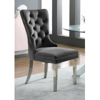C-1260 Grey Velvet Dining Chair with Deep Tufting. SALE JUST SET OF 2 CHAIRS. (Online only)