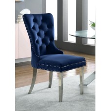 C-1262 Blue Velvet Dining Chair with Deep Tufting. SALE JUST SET SET OF 2 CHAIRS. (Online only)