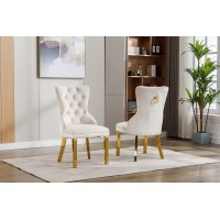 C-1453 Creme Velvet with Gold Legs Dining Chair. SALE JUST SET OF 2 CHAIRS (Online Only)