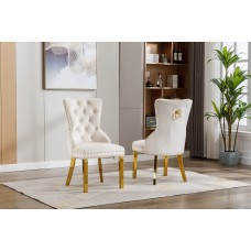 C-1453 Creme Velvet with Gold Legs Dining Chair. SALE JUST SET OF 2 CHAIRS (Online Only)