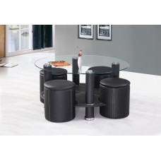 IF-2057 Black PU Tempered Glass Coffee table with 4 Stools. (Online only) IF-2057 Black PU Tempered Glass Coffee table with 4 Stools. (Online only)