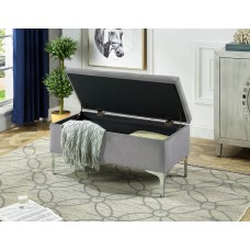 IF-6255 Grey Velvet Storage Bench (Online only)