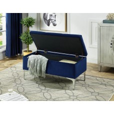 IF-6257  Blue velvet storage bench (Online only)