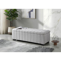 IF-6261 Soft Grey Teddy Bear Fabric Storage Bench (Online Only)