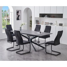 T-1570 Modern Extension Dining Table Grey Marble Veneer Top (Online Only) T-1570 Modern Extension Dining Table Grey Marble Veneer Top (Online Only)
