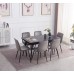 T-1817  Modern Extension Dining Table with Sintered Stone Black Marble Top   . (Online Only)