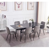 T-1817  Modern Extension Dining Table with Sintered Stone Black Marble Top   . (Online Only)