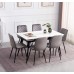 T-1818 Modern Extension Dining Table with Sintered Stone White Marble Top With Black Steel Legs (Online Only)