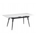 T-1818 Modern Extension Dining Table with Sintered Stone White Marble Top With Black Steel Legs (Online Only)