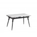 T-1818 Modern Extension Dining Table with Sintered Stone White Marble Top With Black Steel Legs (Online Only)