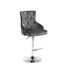 ST-6020 Grey Velvet Bar Stool with Deep Tufting,(Online only) ST-6020 Grey Velvet Bar Stool with Deep Tufting,(Online only)