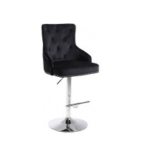 ST-6021 Black Velvet Bar Stool with Deep Tufting. (Online only)