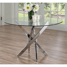 T-1447- 44"Round Clear Glass Top With Chrome Legs Dining Table (Online only) T-1447- 44"Round Clear Glass Top With Chrome Legs Dining Table (Online only)