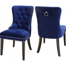 C-1222 Navy Blue Velvet Dining Chair with Nail Head Details. SALE JUST SET OF 2 CHAIRS (Online only)