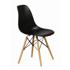 C-1420 Molded Polypropylene Black Seat with Solid Beech Wood Legs Dining chair. SALE JUST SET OF 4 CHAIRS.(Online only)