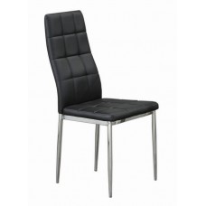 C-1770 Upholstered Black With Chrome Legs Dining Chair. SALE JUST SET OF 4 CHAIRS. (Online only)