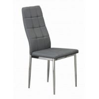 C-1772 Upholstered Grey With Chrome Legs Dining Chair. SALE JUST SET OF 4 CHAIRS. (Online only)