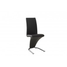 C-1785 Dining Chair Upholstered Black ‘Z’ Shaped With Chrome Legs. SALE JUST  SET OF 2 CHAIRS. (Online only)