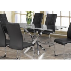 T-1448 Clear Glass Top With chrome legs Dining Table ( Online only)