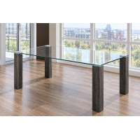 T-1449 Clear Glass 59 " With Grey Wooden Legs Dining Table (Online only) T-1449 Clear Glass 59 " With Grey Wooden Legs Dining Table (Online only)