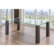 T-1449 Clear Glass 59 " With Grey Wooden Legs Dining Table (Online only) T-1449 Clear Glass 59 " With Grey Wooden Legs Dining Table (Online only)
