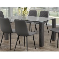 T-1449 Clear Glass 59 " With Grey Wooden Legs Dining Table (Online only)