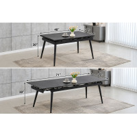 T-1472 Modern Extension Dining Table with Sintered Stone Marble Top  (Online Only)