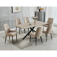 T-1510 Wood Top With Black Steel Legs Dining Table (Online Only)