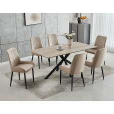 T-1510 Wood Top With Black Steel Legs Dining Table (Online Only)