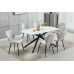 T-1530 Sintered Stone White Marble Top With Black Steel Legs Dining Table (Online Only)