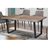 T-1810 Faux Live Edge Wood Table With Black Metal U Shape Legs. (Online only)