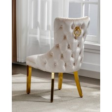 C-1285 Creme Velvet Dining Chair. SALE JUST  SET OF 2 CHAIRS.(Online Only)