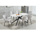 T-1530 Sintered Stone White Marble Top With Black Steel Legs Dining Table (Online Only)