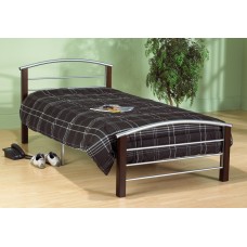 IF-127 Silver Metal Bed With Dark Cherry Posts Single size. (Online only) IF-127 Silver Metal Bed With Dark Cherry Posts Single size. (Online only)