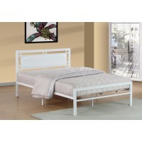 IF-141-W  White Metal Frame with padded Headboard Single, Double, Queen Bed (Online only)