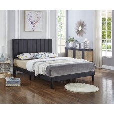 IF-5360 Black PU Double, Queen, King Bed with Vertical Tufting and Adjustable Height Headboard. (Online only)