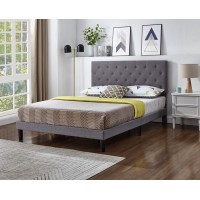 IF-5383 Grey Fabric Queen, King Bed with Button Tufting. (Online only)