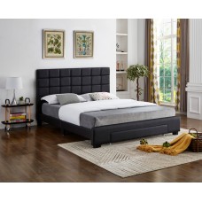 IF-5490 Black PU Queen size Bed with a Square Pattern Tufted Headboard with storage drawers (Online only)