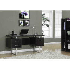 I 7080 Computer Desk-60"L/Espresso/Silver Metal (Online Only)